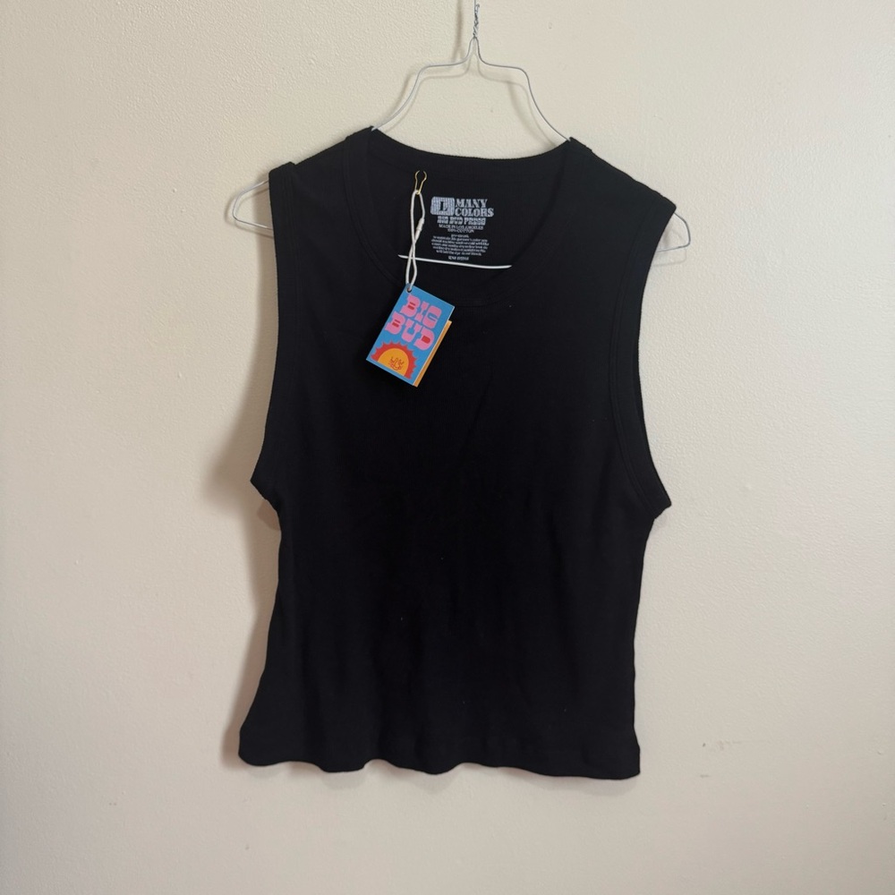 NWT Big Bud Press Black Sleeveless Tank Top | Size L Unisex